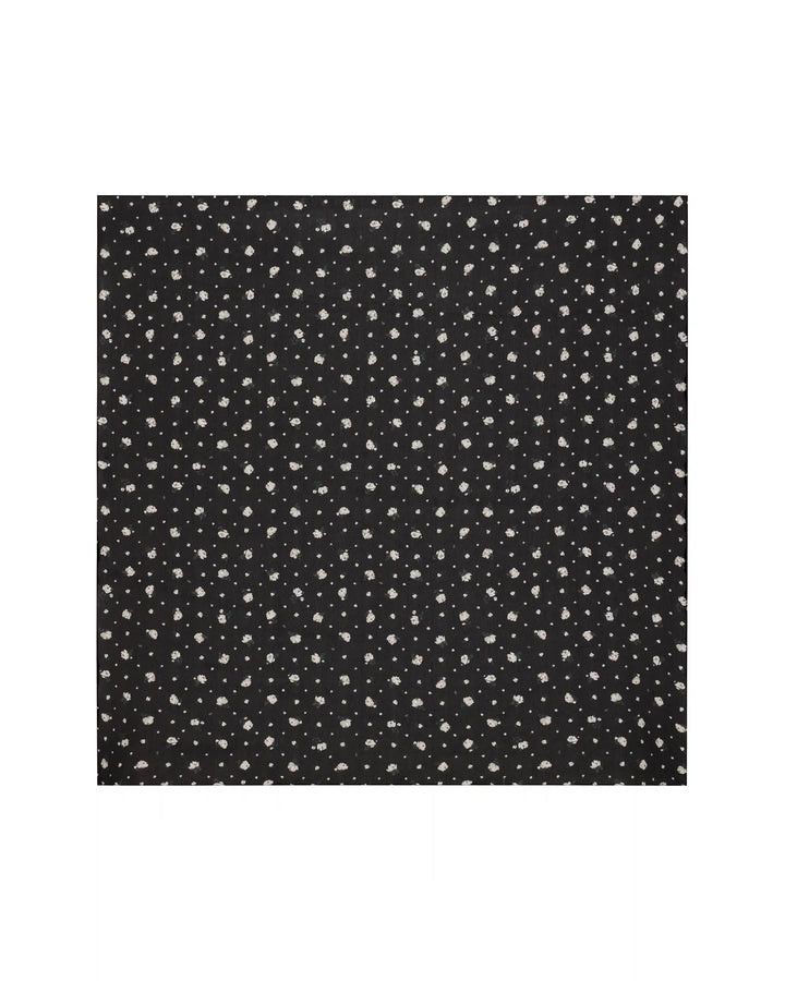 Leticia, headscarf made of black crepe de chine with small floral print