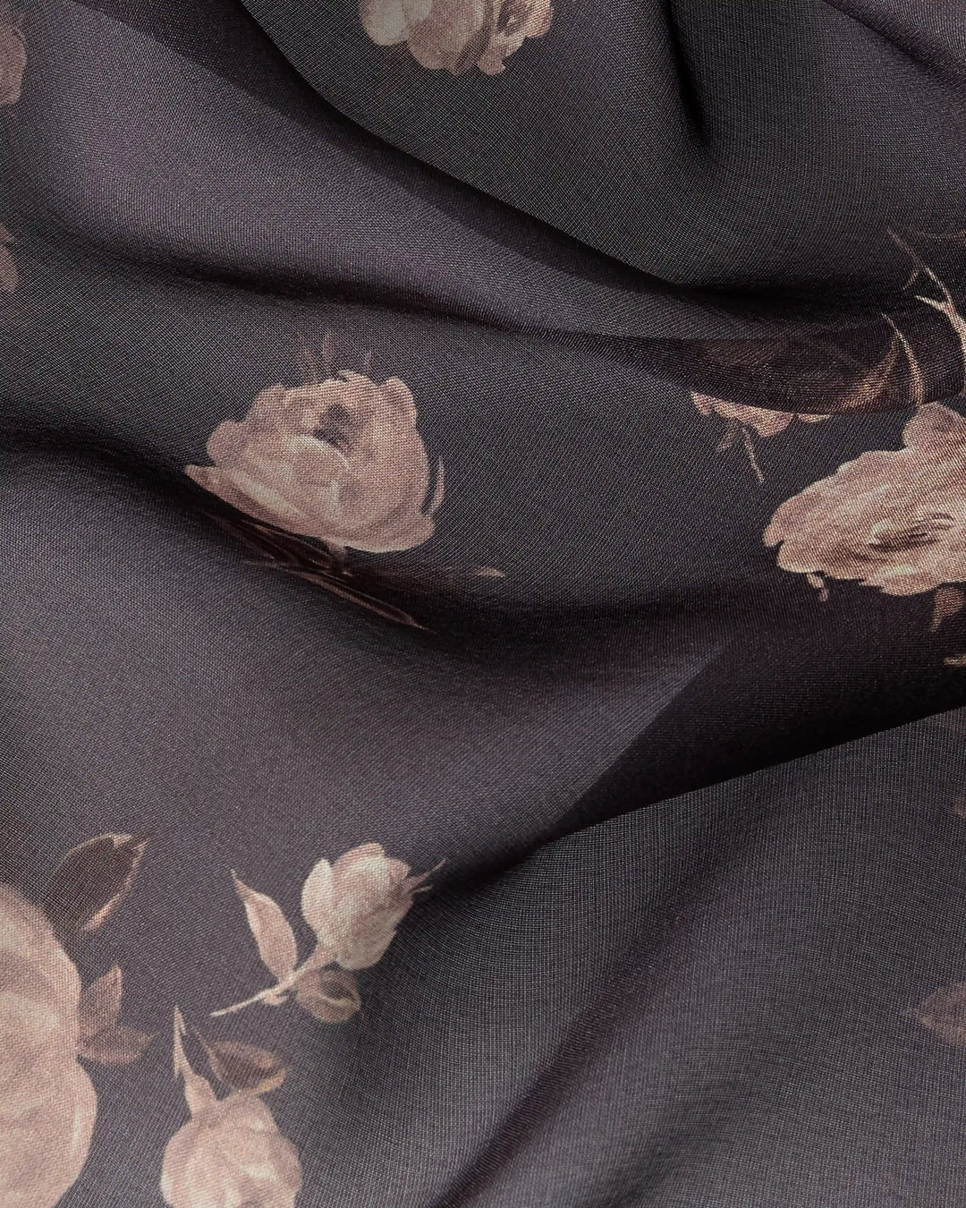 Leticia, headscarf made of chocolate chiffon with floral print