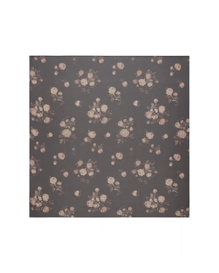 Leticia, headscarf made of chocolate chiffon with floral print