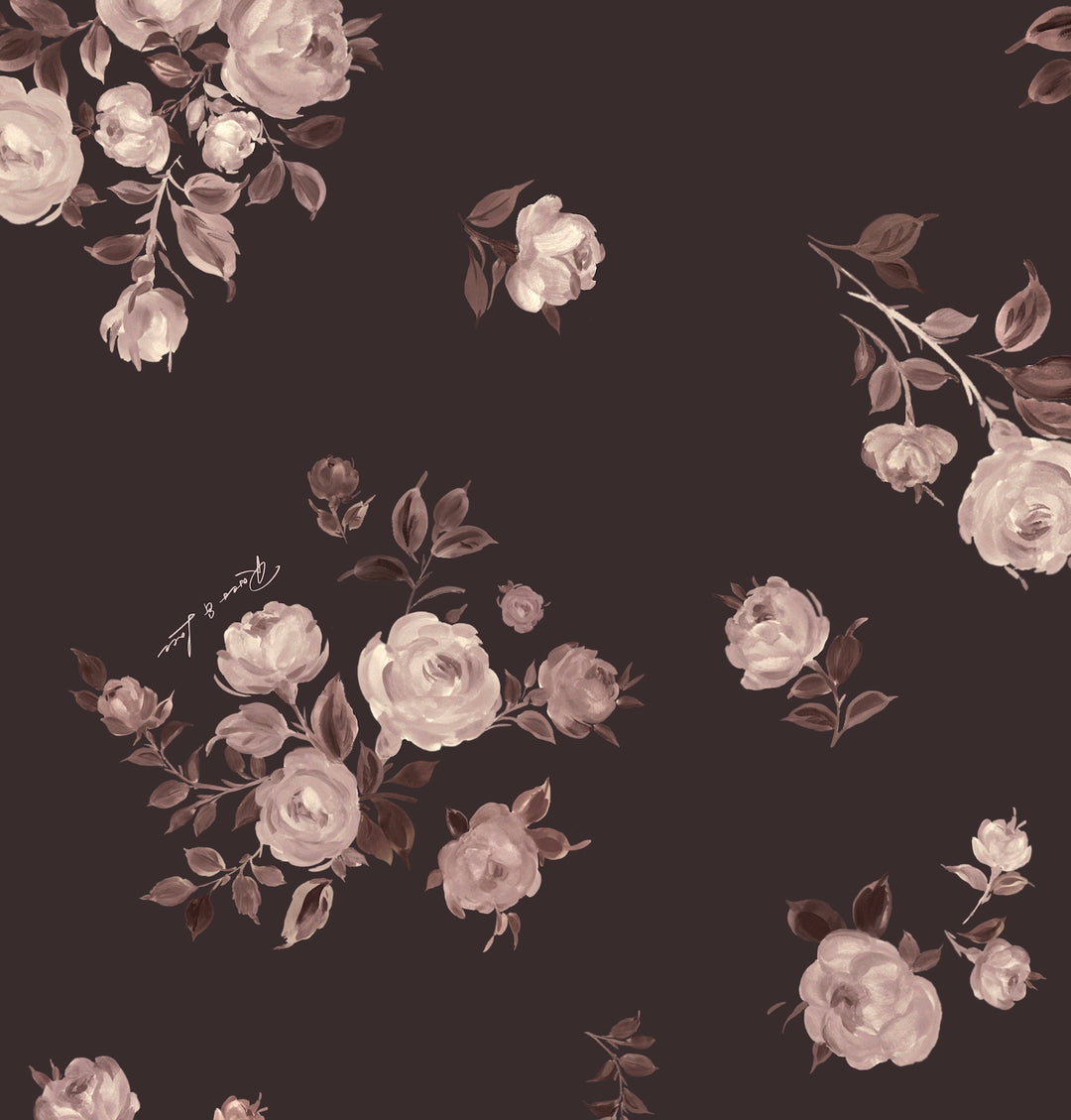 Muza, crop top made of chocolate chiffon with floral print